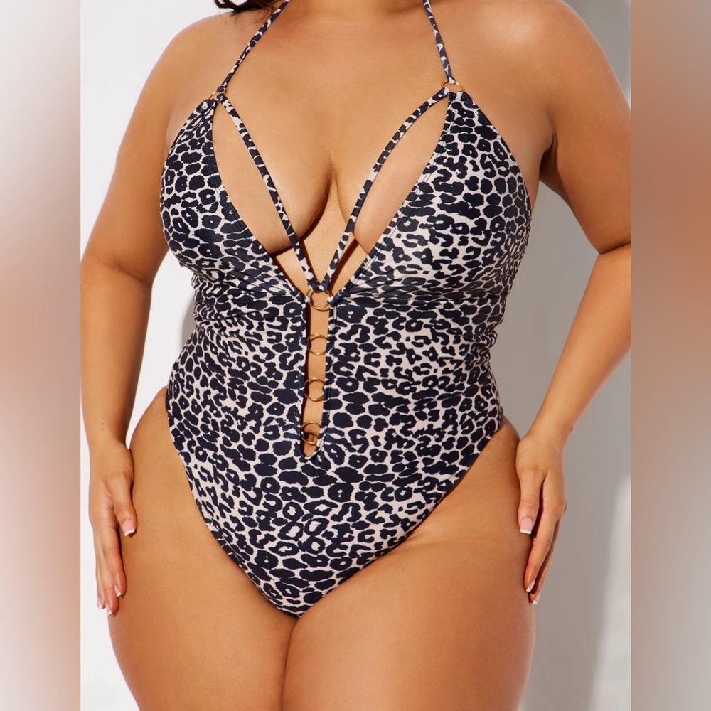 One piece leopard print swimsuit